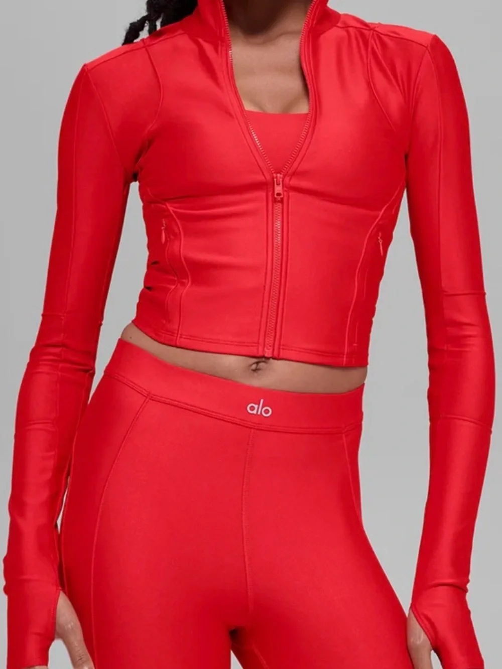Alo Bright Red Airlift Ignite Zip Up Jacket S